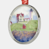 Nubble Light House York Maine Silbernes Ornament (Links)