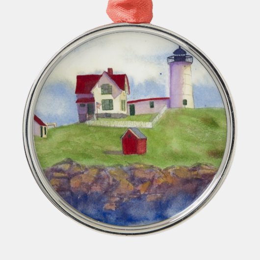 Nubble Light House York Maine Silbernes Ornament (Vorne)
