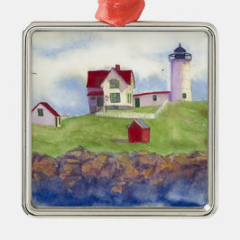 Nubble Light House York Maine Silbernes Ornament