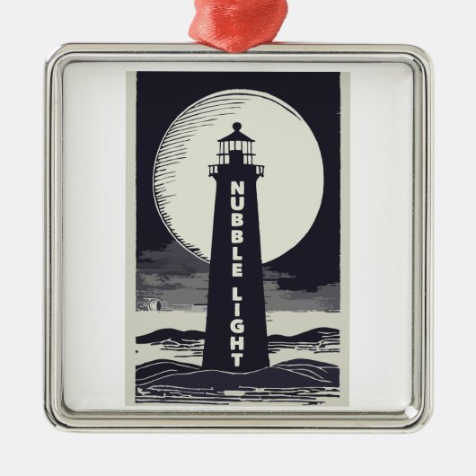 Nubble Light Maine Leuchtturm Mond Ornament Aus Metall (Vorne)