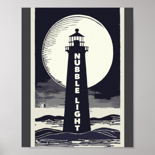 Nubble Light Maine Leuchtturm Mond Poster (Vorne)