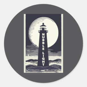 Nubble Light Maine Leuchtturm Mond Runder Aufkleber