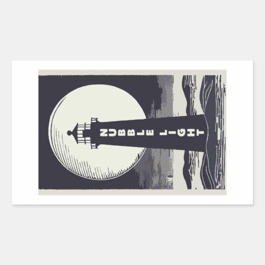 Nubble Light Maine Lighthouse Moon Rechteckiger Aufkleber (Vorderseite)