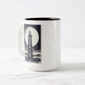 Nubble Light Maine Lighthouse Moon Zweifarbige Tasse (Vorderseite Links)