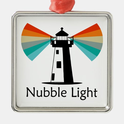 Nubble Light Maine Regenbogen Ornament Aus Metall (Vorne)