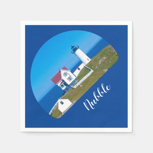 Nubble Light Navy Maine Lighthouse Serviette (Vorderseite)