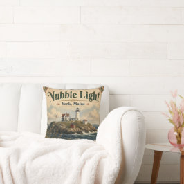 Nubble Light York Maine Vintage Küstenstil Kissen