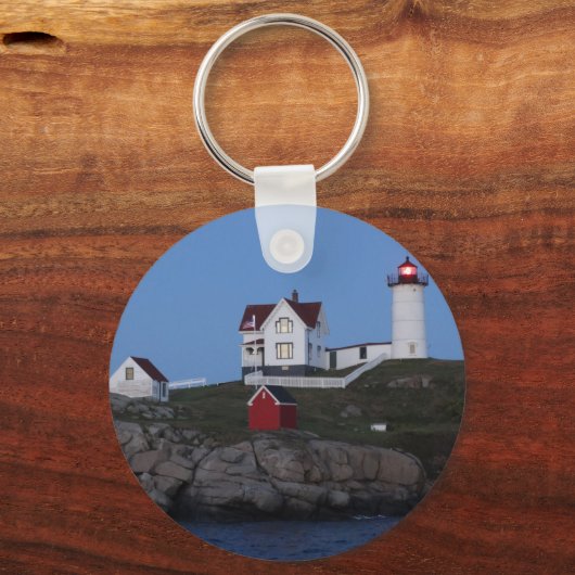 Nubble Lighthouse am Abend Schlüsselanhänger (Vorderseite)