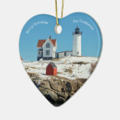 Nubble Lighthouse Family Foto Keramik Ornament (Links)