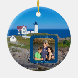 Nubble Lighthouse Foto Weihnachten Keramik Ornament