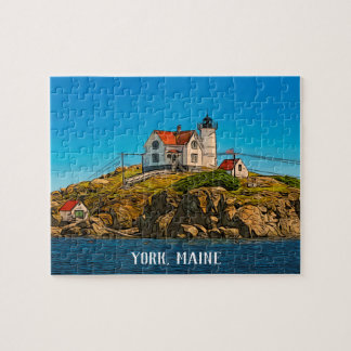 Nubble Lighthouse Maine Nautical Customizing Puzzle