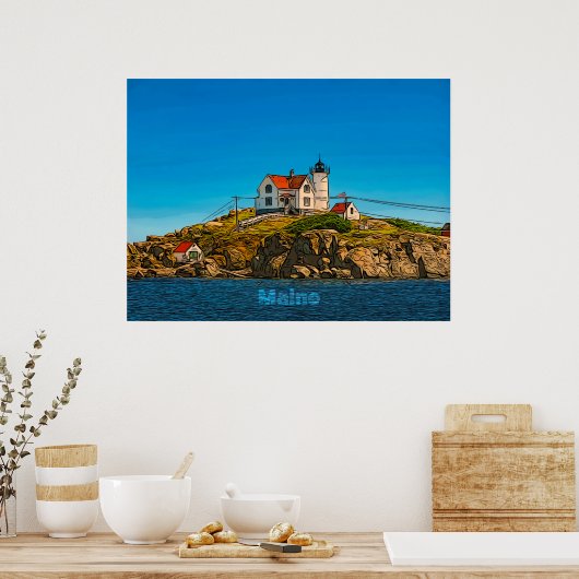Nubble Lighthouse Maine Nautical Poster (Küche)