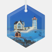 Nubble Lighthouse Ornament Aus Glas (Vorderseite)