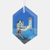 Nubble Lighthouse Ornament Aus Glas (Vorderseite Links)