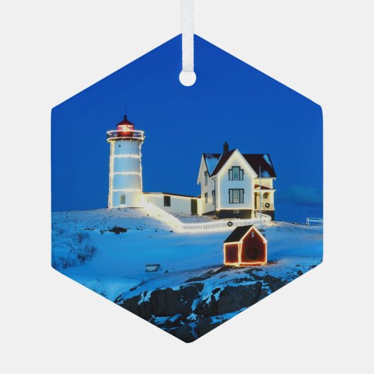Nubble Lighthouse Ornament Aus Glas (Rückseite)