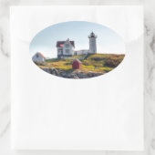 Nubble Lighthouse Ovaler Aufkleber (Tasche)