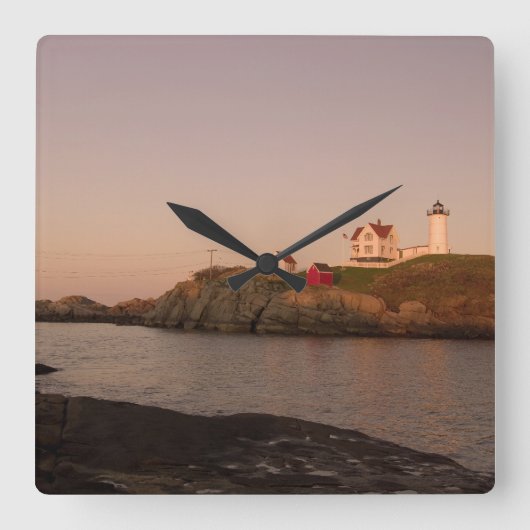 Nubble Lighthouse Quadratische Wanduhr (Vorderseite)