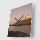 Nubble Lighthouse Quadratische Wanduhr (Winkel)