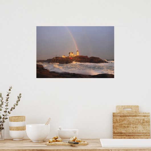Nubble Lighthouse Regenbogen nach Sturm Poster (Küche)