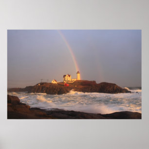 Nubble Lighthouse Regenbogen nach Sturm Poster
