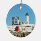 Nubble Lighthouse Weihnachten Ornament Aus Glas (Links)