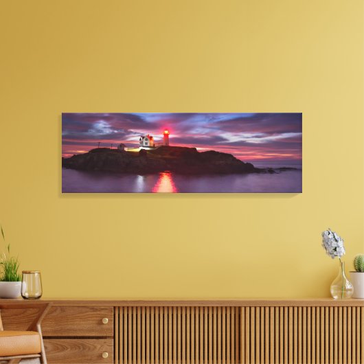 Nubble Lighthouse Wrapped Canvas Leinwanddruck (Insitu (Wohnzimmer))