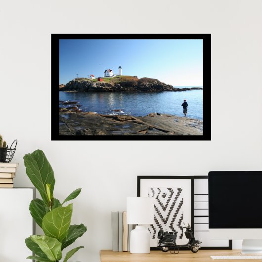 Nubble Lighthouse York Maine Fishing Poster (Heimbüro)