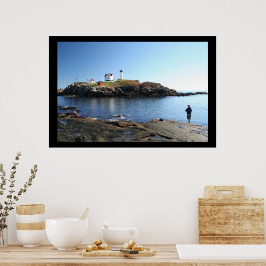 Nubble Lighthouse York Maine Fishing Poster (Küche)