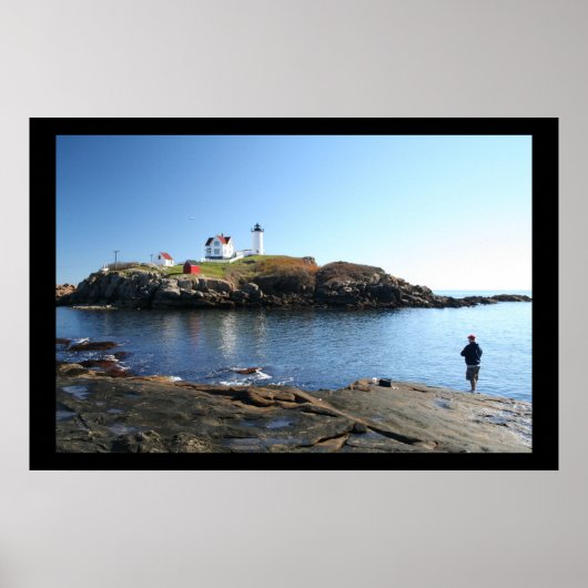 Nubble Lighthouse York Maine Fishing Poster (Vorne)