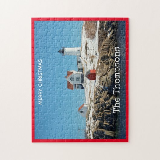 Nubble Red Atlantic Ocean Maine Lighthouse Puzzle (Vertikal)