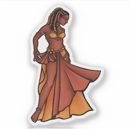 Nubian Bauchdancer Goddess Aufkleber (Vorderseite)