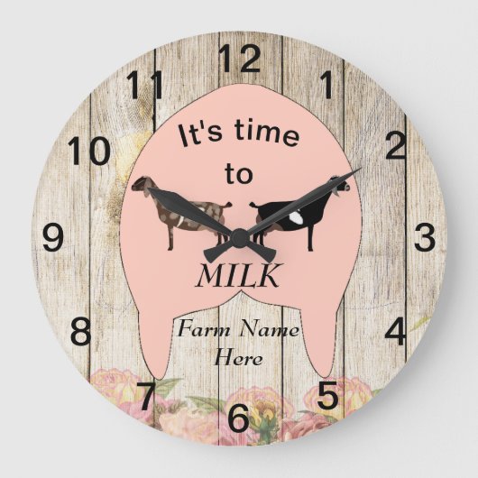 Nubian Daigore Farm Udder Large Clock Große Wanduhr (Vorderseite)