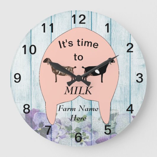 Nubian Dairy Goat Farm Udder Large Clock Große Wanduhr (Vorderseite)