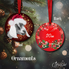 Nubian Dairy Goat Weihnachtsmannmütze Weihnachtssc Keramik Ornament
