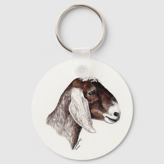 "Nubian Goat" Animal Art Keychain Schlüsselanhänger (Vorderseite)