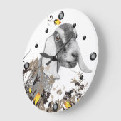 Nubian Goat Sketch Floral Wall Clock Große Wanduhr (Winkel)
