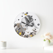 Nubian Goat Sketch Floral Wall Clock Große Wanduhr (Zuhause)