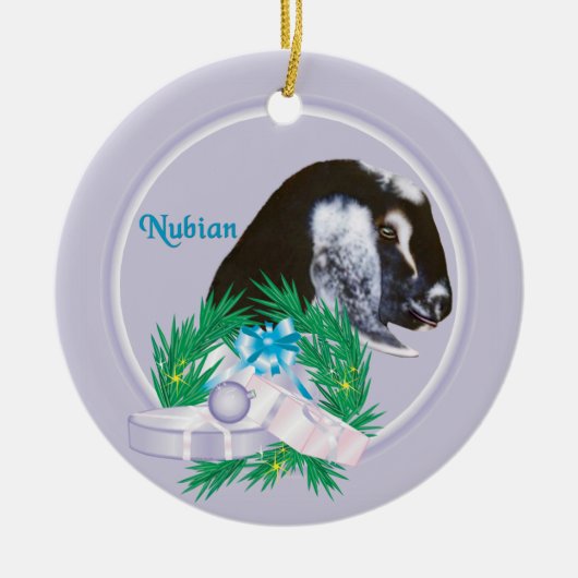 Nubian Goat Wreath Keramik Ornament (Vorne)