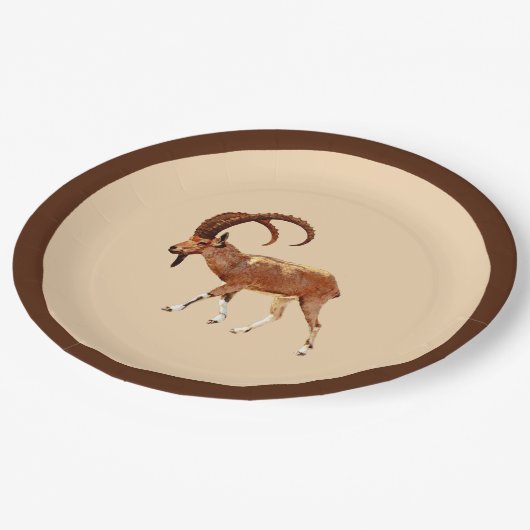 Nubian Ibex - Ein Gedi Pappteller (Schrägansicht)