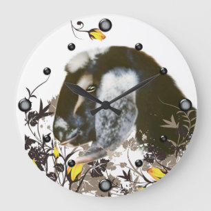 Nubian Ziege Portrait Malerei Blumenwall Uhr