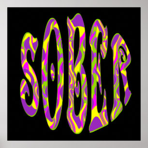 NÜCHTERN Retro-60er-Jahre-Kunst psychedelisch Poster