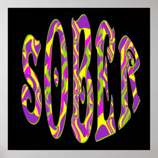 NÜCHTERN Retro-60er-Jahre-Kunst psychedelisch Poster (Vorne)