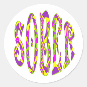 NÜCHTERN Retro-60er-Jahre-Kunst psychedelisch Runder Aufkleber
