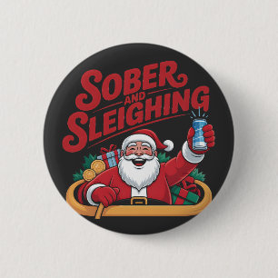 Nüchtern und Schlitten fahren Nüchterner Weihnacht Button