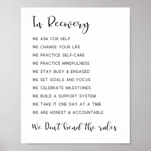 Nüchterne Unterstützung, Erholung der Abhängigkeit Poster (Vorne)
