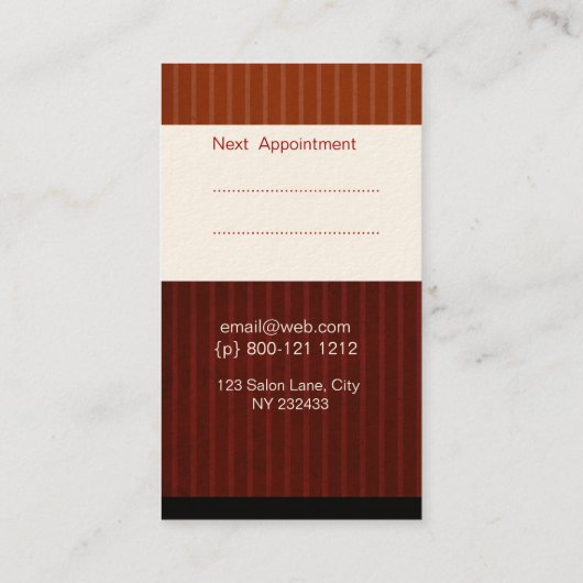 Nüchterner Salon-Haar-Stylist-Make-upkünstler Terminkarte (Rückseite)