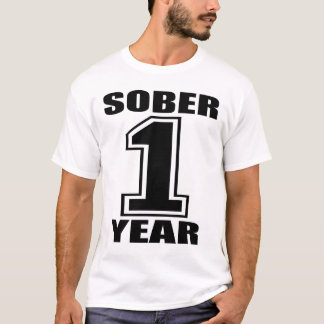 Nüchternes 1-jähriges Schwarzes auf Weiß T-Shirt