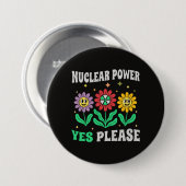 Nuclear power yes please smiling flowers button (Vorne & Hinten)
