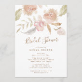 Nude Romantic Watercolor Bridal Dusche Einladung (Vorderseite)