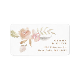 Nude Romantic Watercolor Florals Rücksendeadresse Adressaufkleber